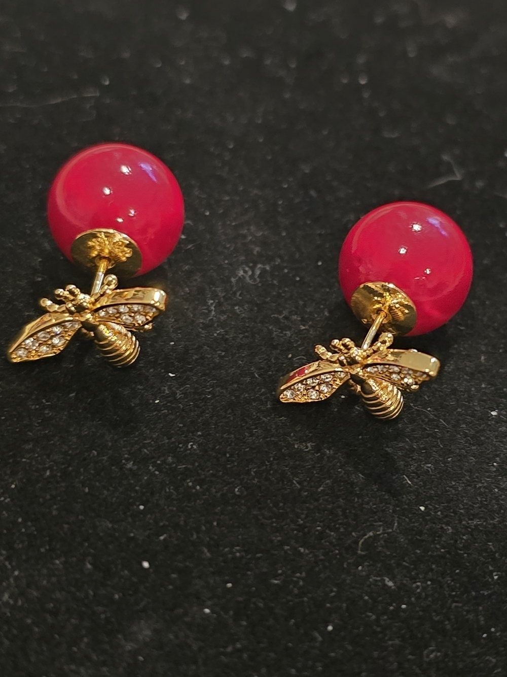 Dior 18kgp Gold Bee Drop Earrings - Picture 2 of 8